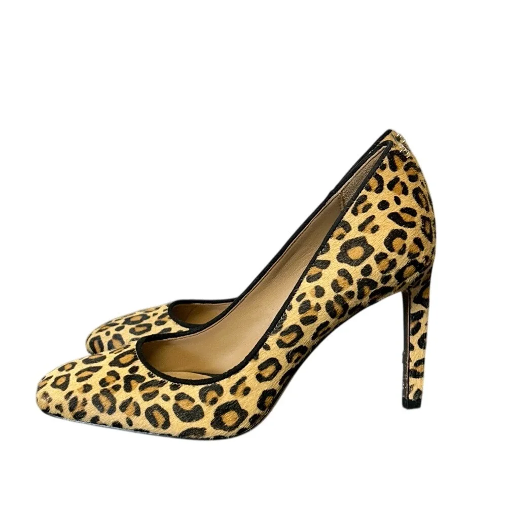 SAM EDELMAN Square Toe Genuine Calf Hair Animal‎ Print Stiletto Heels Size 6